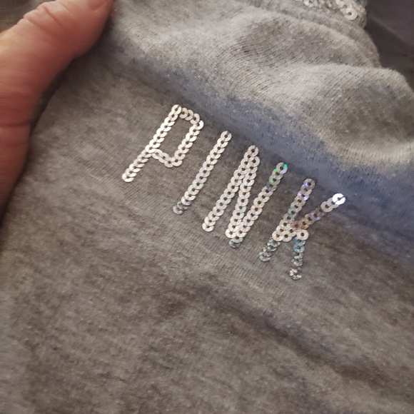 Victoria Secret PINK Gray Sequined Hooded Sweatshirt - RARE Y2K - Picture 15 of 15